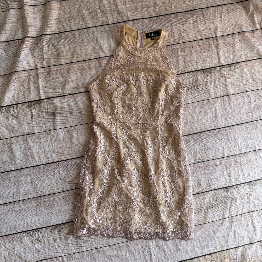 Lulus Show Me Your Love Blush Pink Embroidered Lace Mini Dress Size Medium